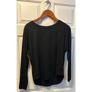 Athleta Black Long Sleeve Top Mesh Detail Back Athletic Workout Top Size S